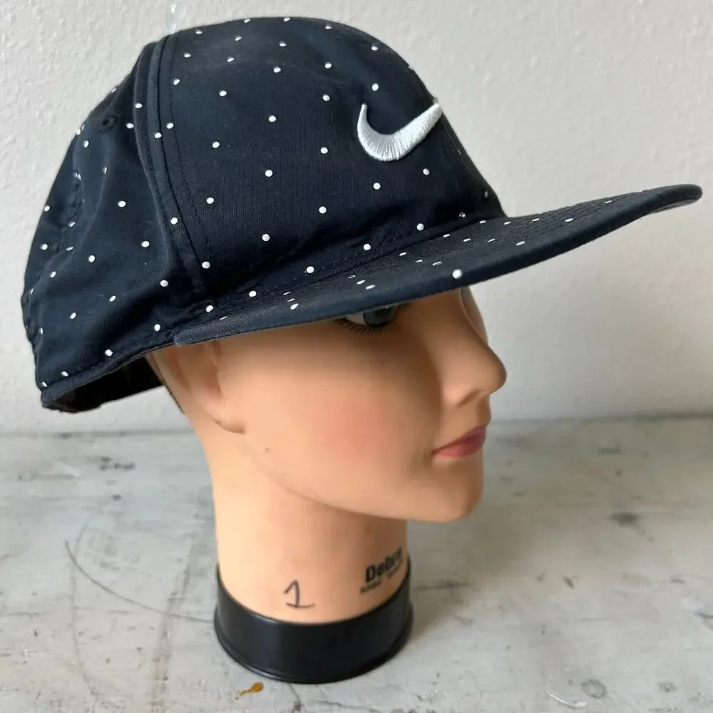 Nike Pro Dri-FIT wide brim Black Polka Dot Snapback Hat Golf sporty athletic